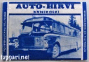 Auto-Hirvi, Äänekoski. Porin Tulitikkutehdas Oy. Keskimäärin 50 tulitikkua.